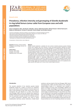 Prevalence, Infection Intensity and Genotyping of Giardia Duodenalis In