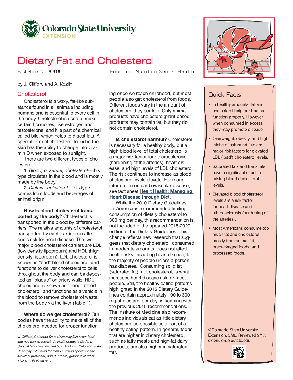 Dietary Fat and Cholesterol Fact Sheet No