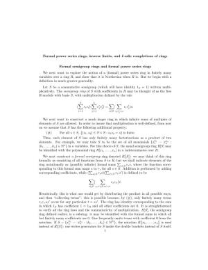Formal Power Series Rings, Inverse Limits, and I-Adic Completions of Rings