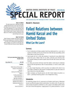Failed Relations Between Hamid Karzai and the United States