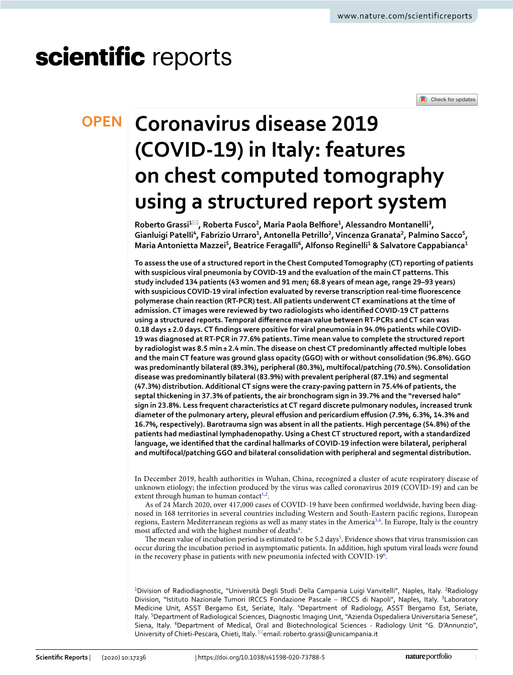 COVID-19 and the Evaluation of the Main CT Patterns