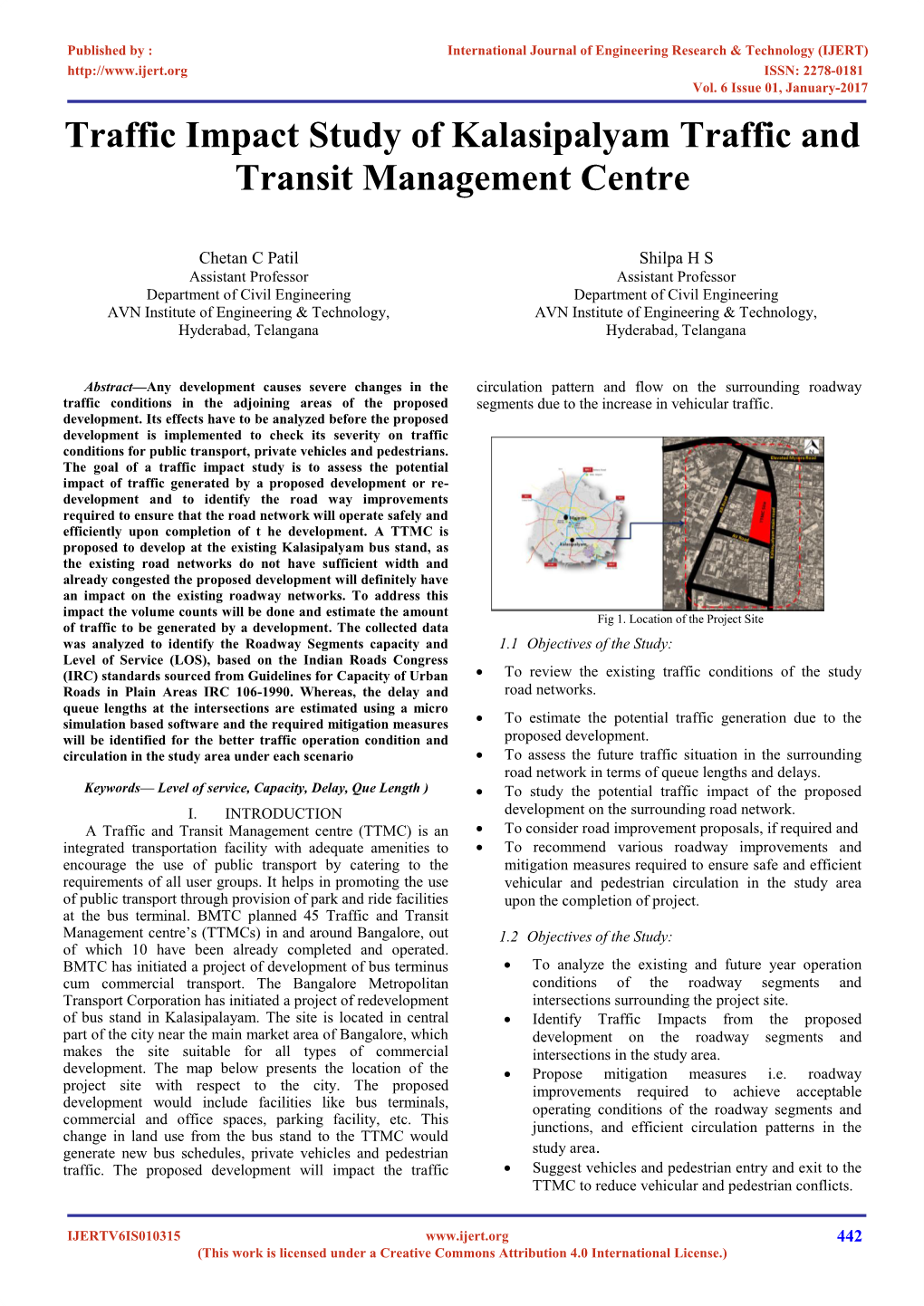 Traffic Impact Study of Kalasipalyam Traffic and Transit Management Centre