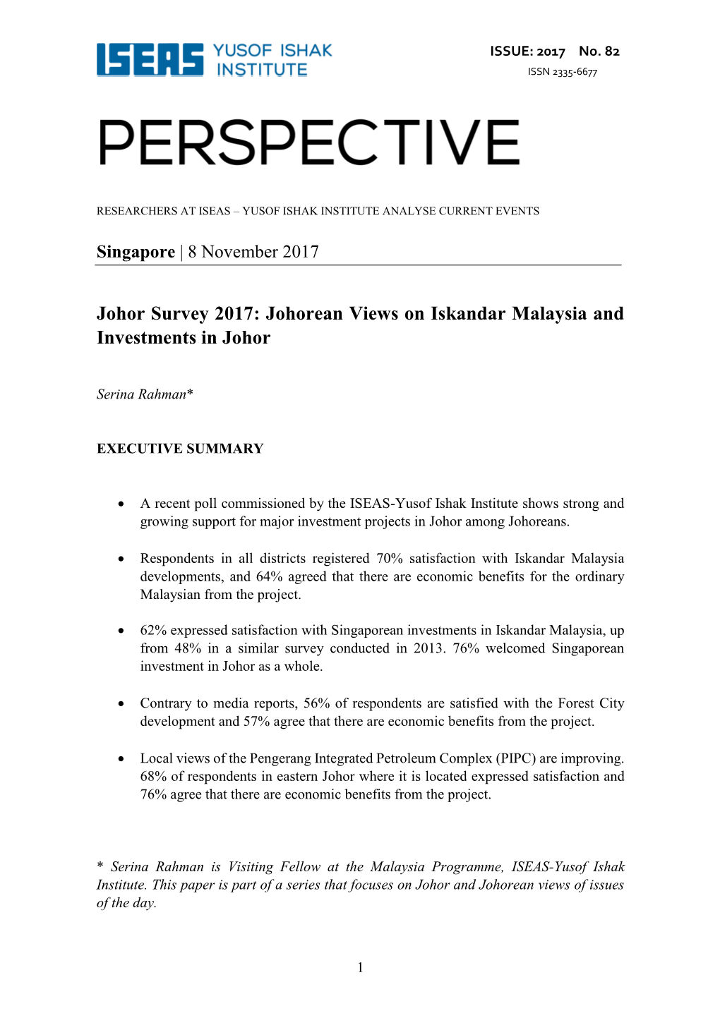 Johorean Views on Iskandar Malaysia and Investments in Johor