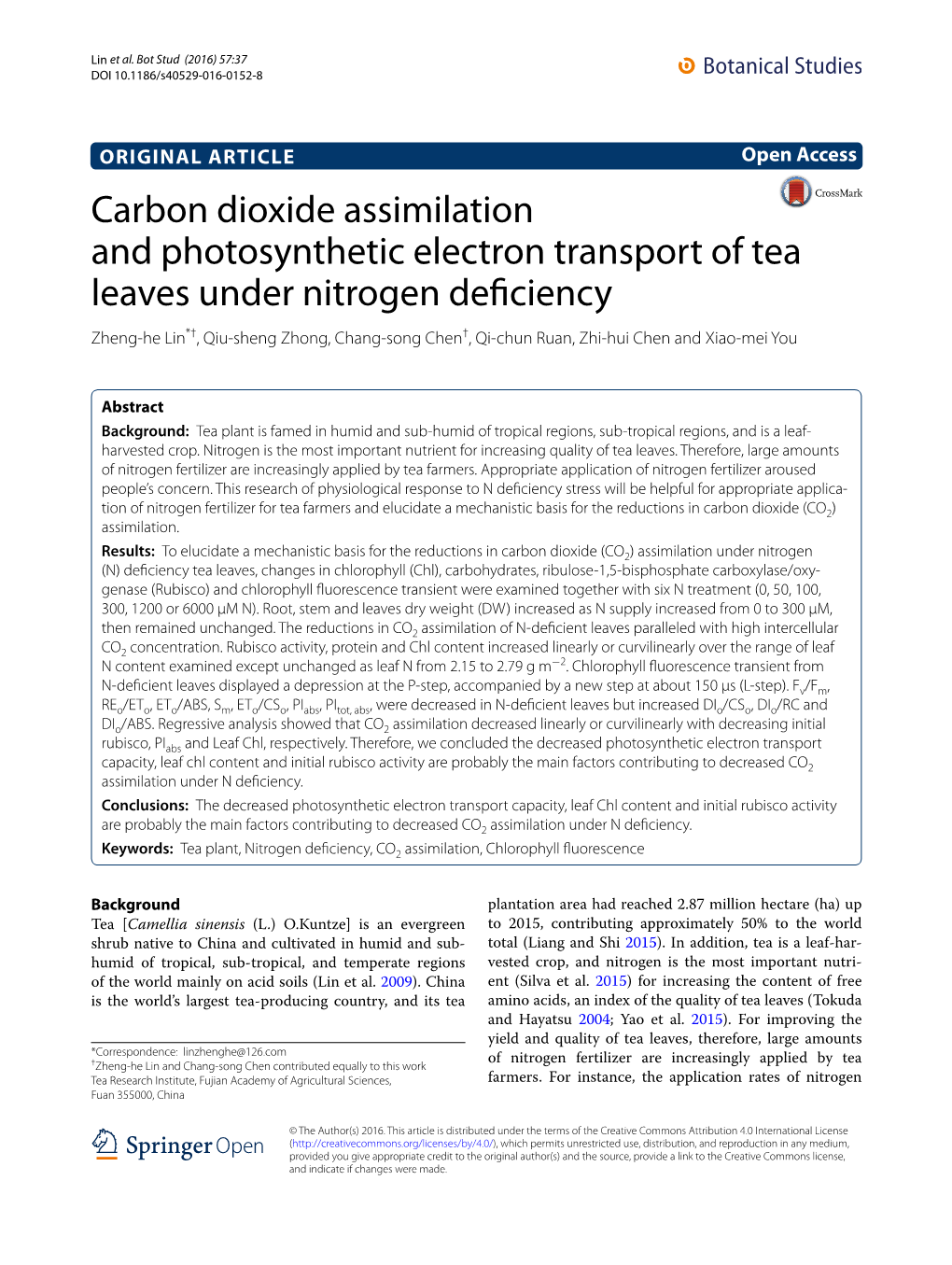 Carbon Dioxide Assimilation and Photosynthetic