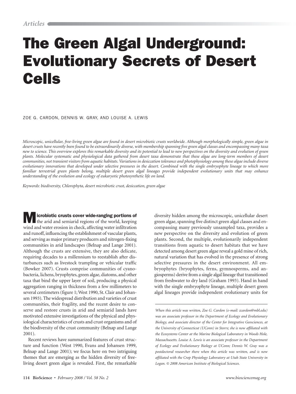 The Green Algal Underground: Evolutionary Secrets of Desert Cells