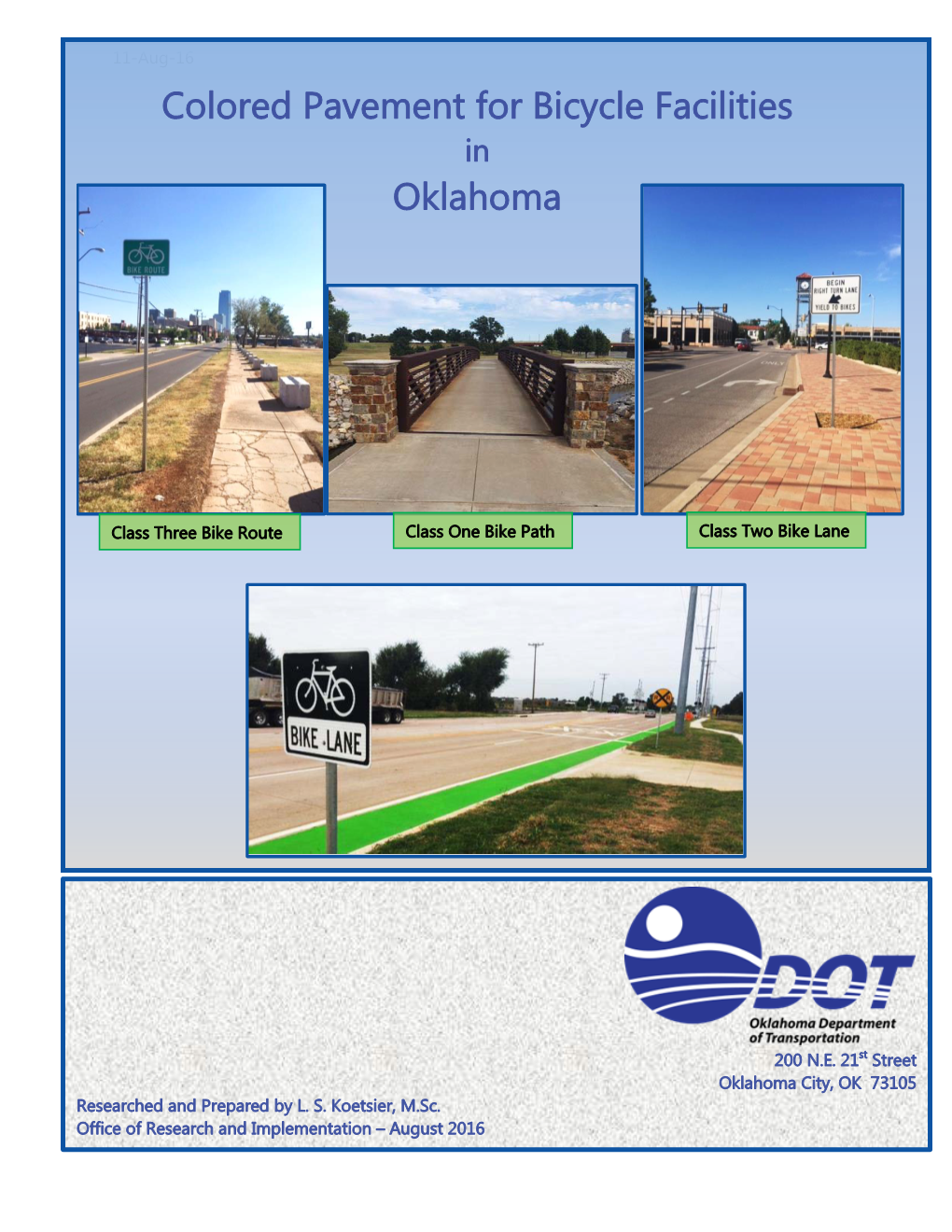 Research Report: Colored Pavement for Bicycle Facilities in Oklahoma