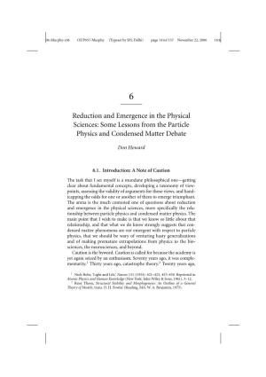 Reduction and Emergence in the Physical Sciences: Some Lessons from the Particle Physics and Condensed Matter Debate