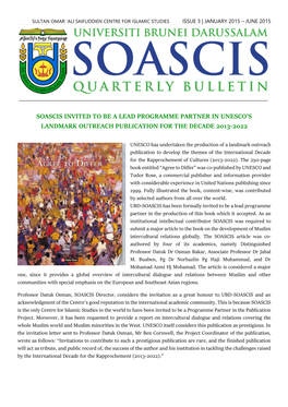 Soascis Invited to Be a Lead Programme Partner in Unesco’S Landmark Outreach Publication for the Decade 2013-2022