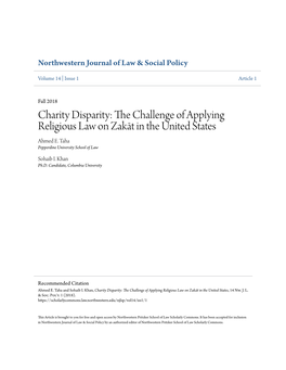 The Challenge of Applying Religious Law on Zakāt in the United States, 14 Nw