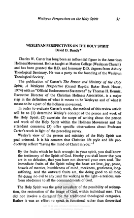 Wesleyan Perspectives on the Holy Spirit SI