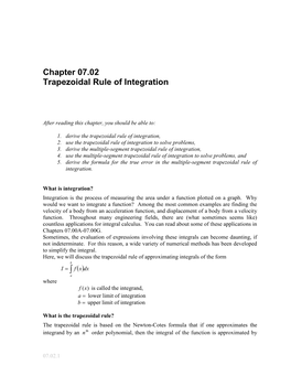 Chapter 07.02 Trapezoidal Rule of Integration