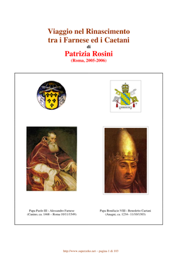Patrizia Rosini, Viaggio Nel Rinascimento Tra I Farnese Ed I Caetani