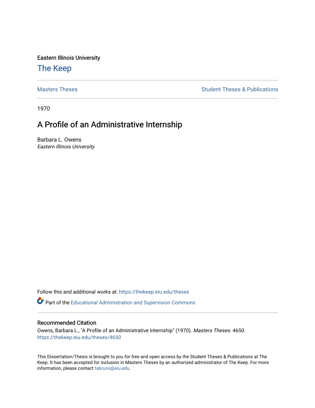 A Profile of an Administrative Internship