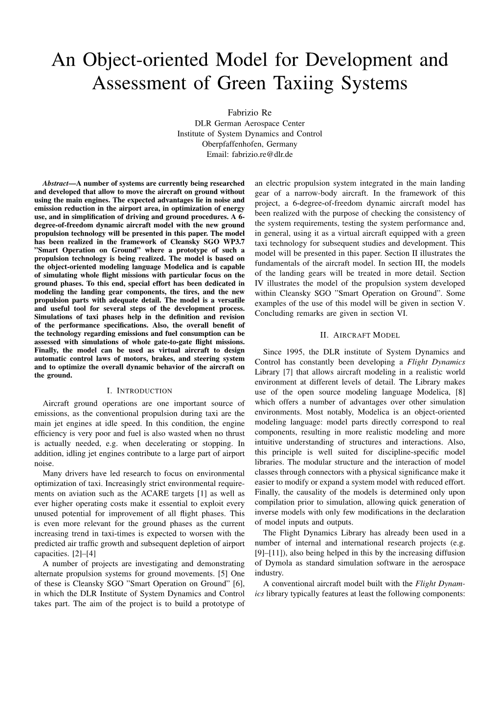 An Object-Oriented Model for Development and Assessment of Green Taxiing Systems