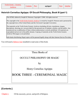 Heinrich Cornelius Agrippa: Occult Philosophy, Book III (Part 1)