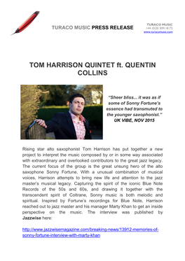 TOM HARRISON QUINTET Ft. QUENTIN COLLINS