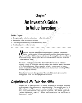 An Investor's Guide to Value Investing