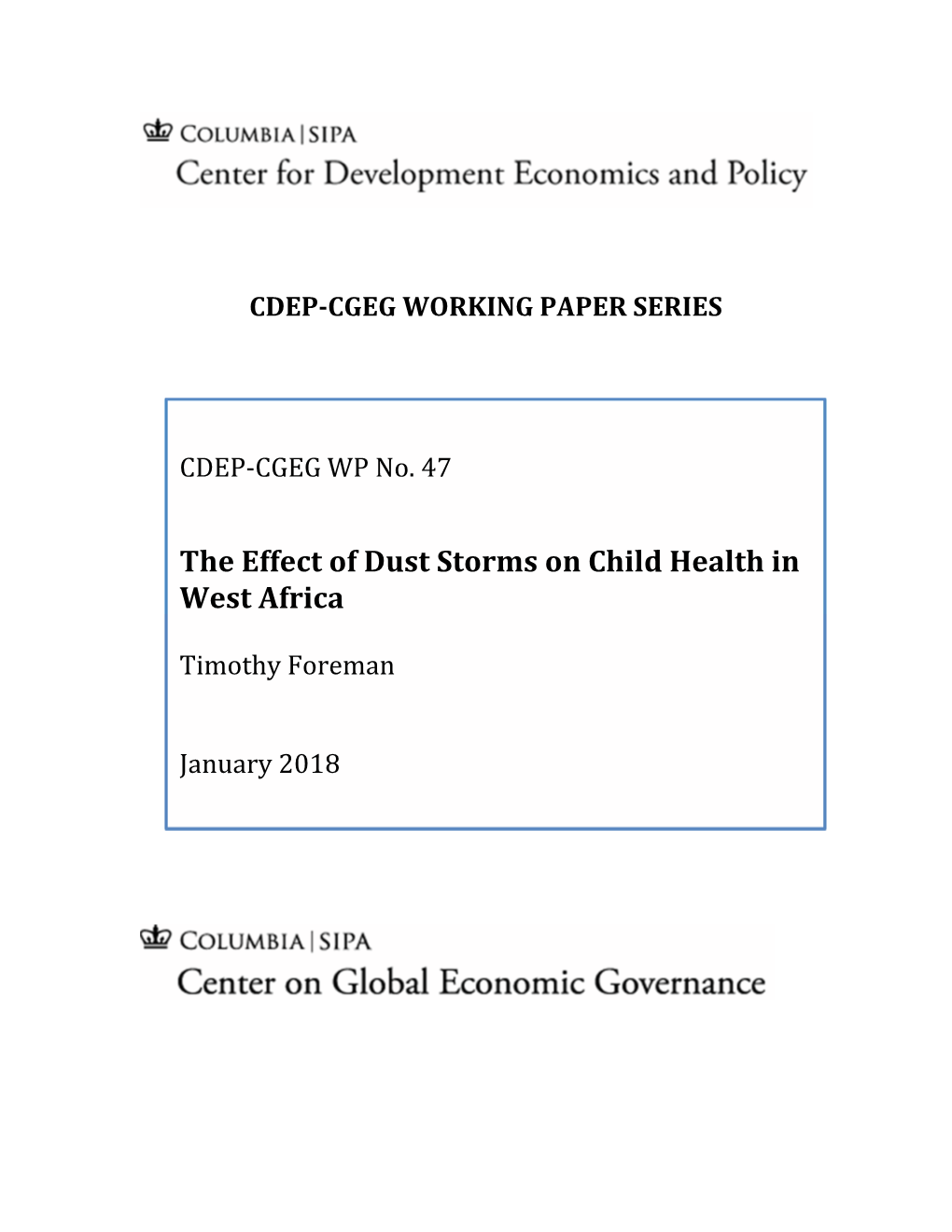 The Effect of Dust Storms on Child Health in West Africa