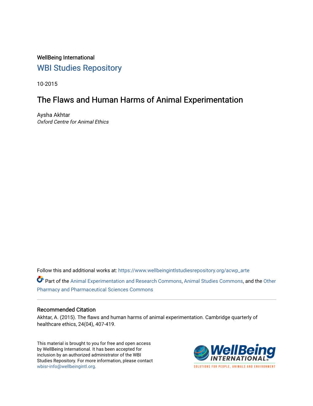The Flaws and Human Harms of Animal Experimentation