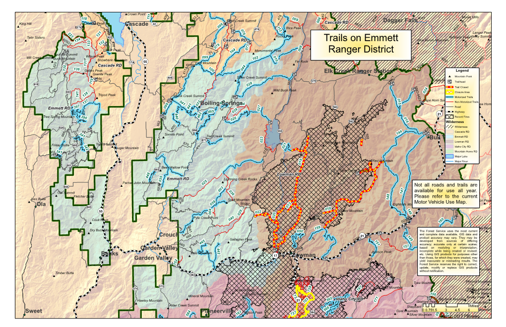 Trails on Emmett Ranger District