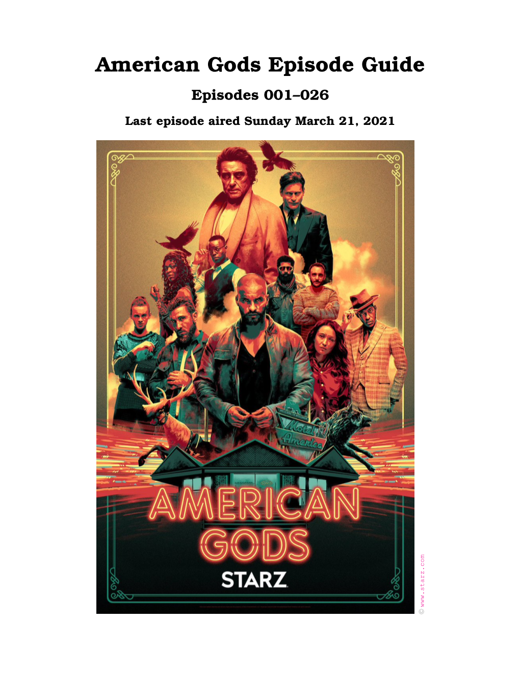 American Gods Episode Guide Episodes 001–026