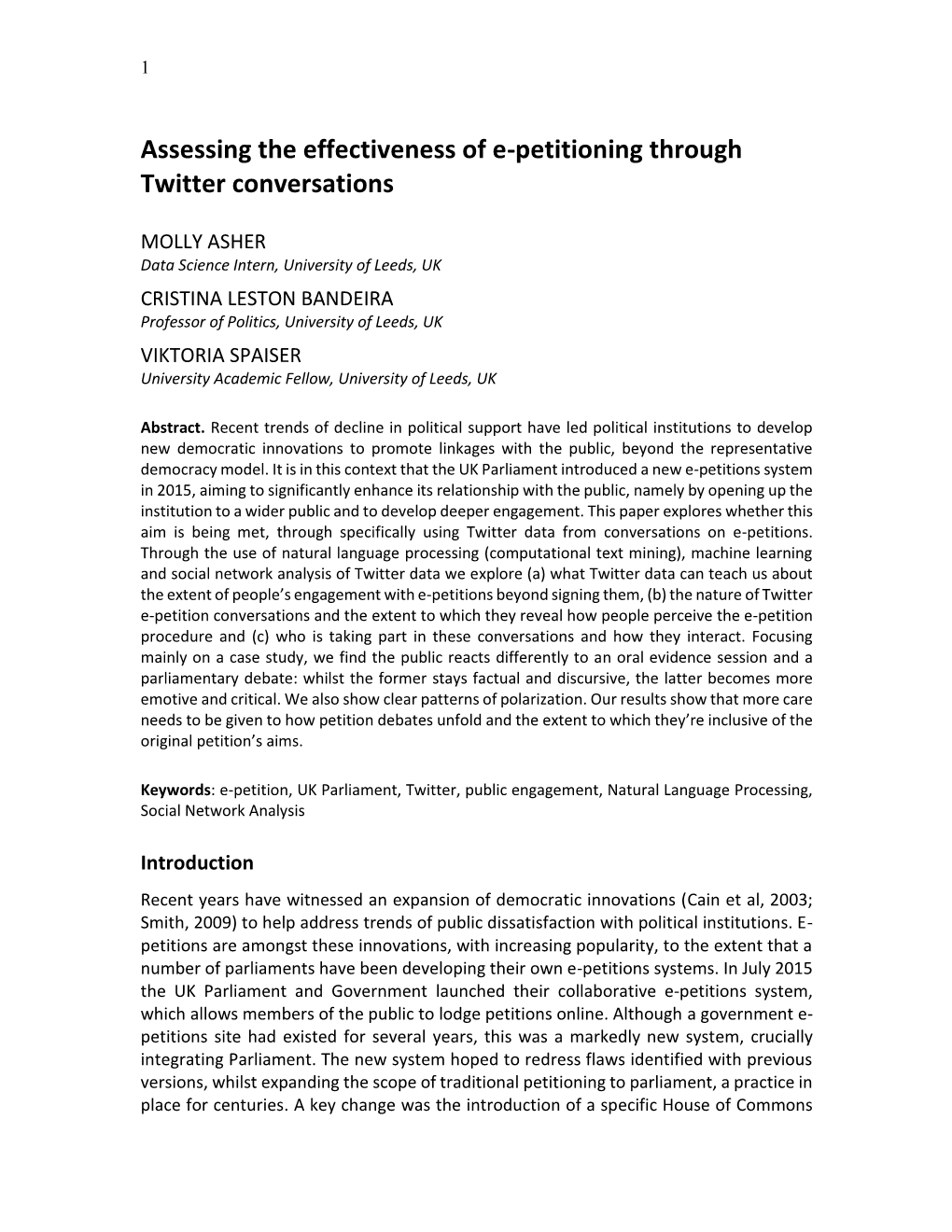 Assessing the Effectiveness of E-Petitioning Through Twitter Conversations