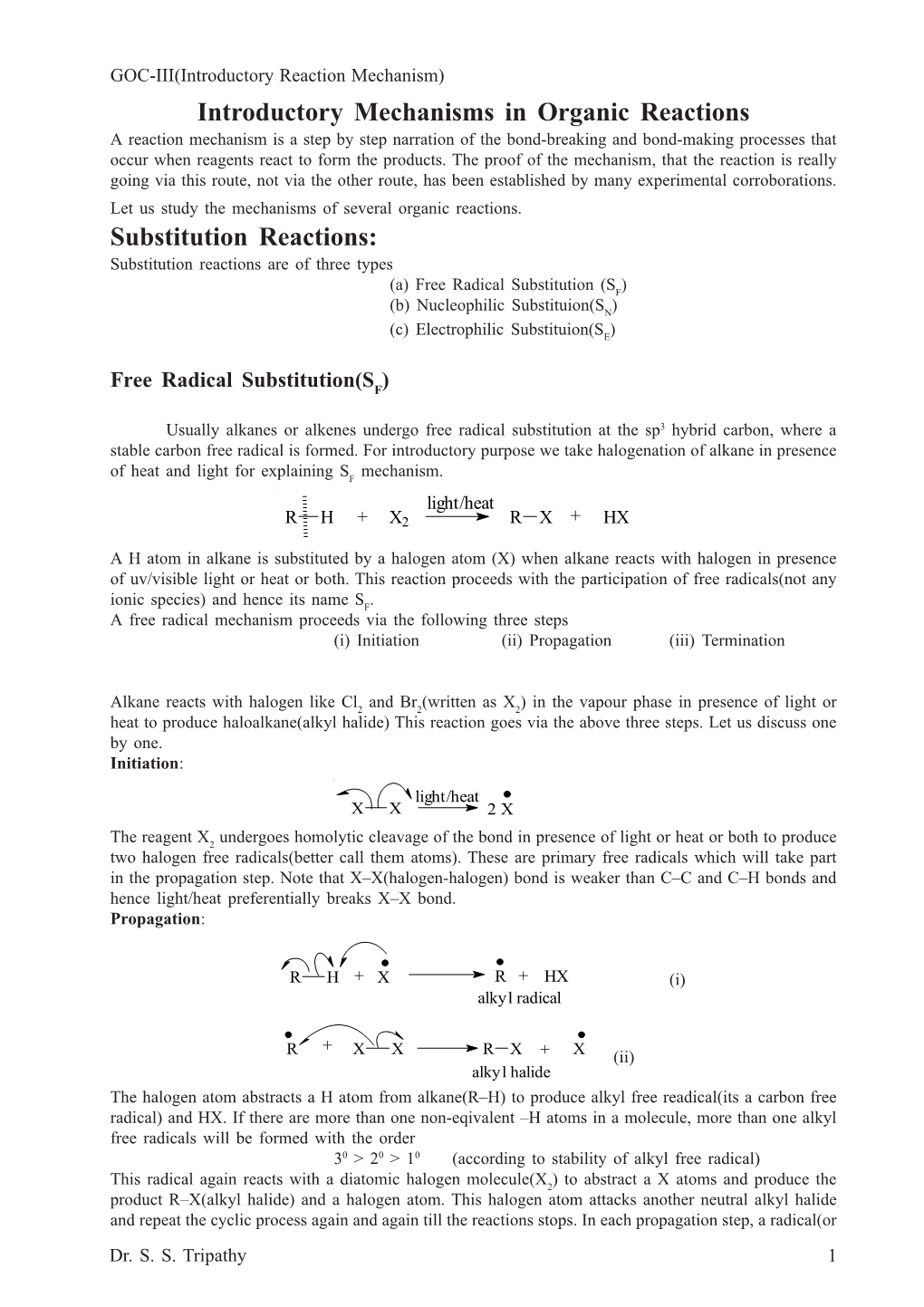 Introductory Reaction Mechanism