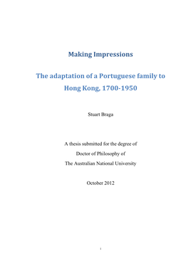 Making Impressions the Adaptation of a Portuguese Family to Hong Kong