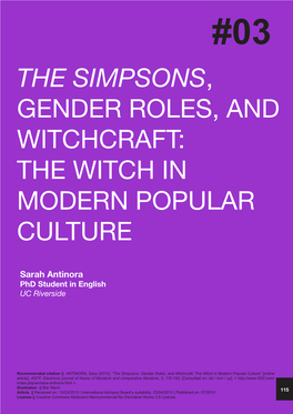 The Simpsons, Gender Roles, and Witchcraft: the Witch in Modern Popular Culture