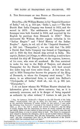 5. the Settlement of the Danes at Tranquebar and Serampore