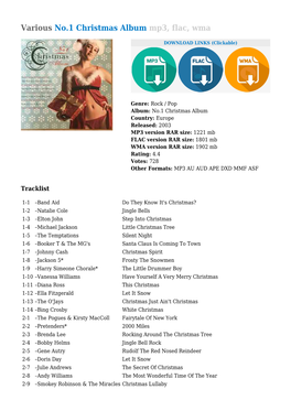 Various No.1 Christmas Album Mp3, Flac, Wma