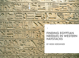 Finding Egyptian Needles in Western Haystacks