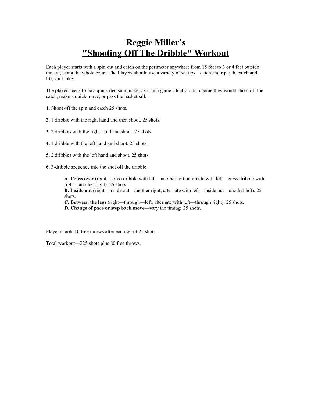 Shooting Off the Dribble Workout