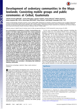 Development of Sedentary Communities in the Maya Lowlands: Coexisting Mobile Groups and Public Ceremonies at Ceibal, Guatemala