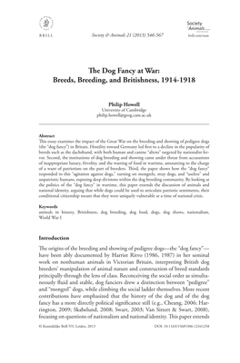 The Dog Fancy at War: Breeds, Breeding, and Britishness, 1914-1918