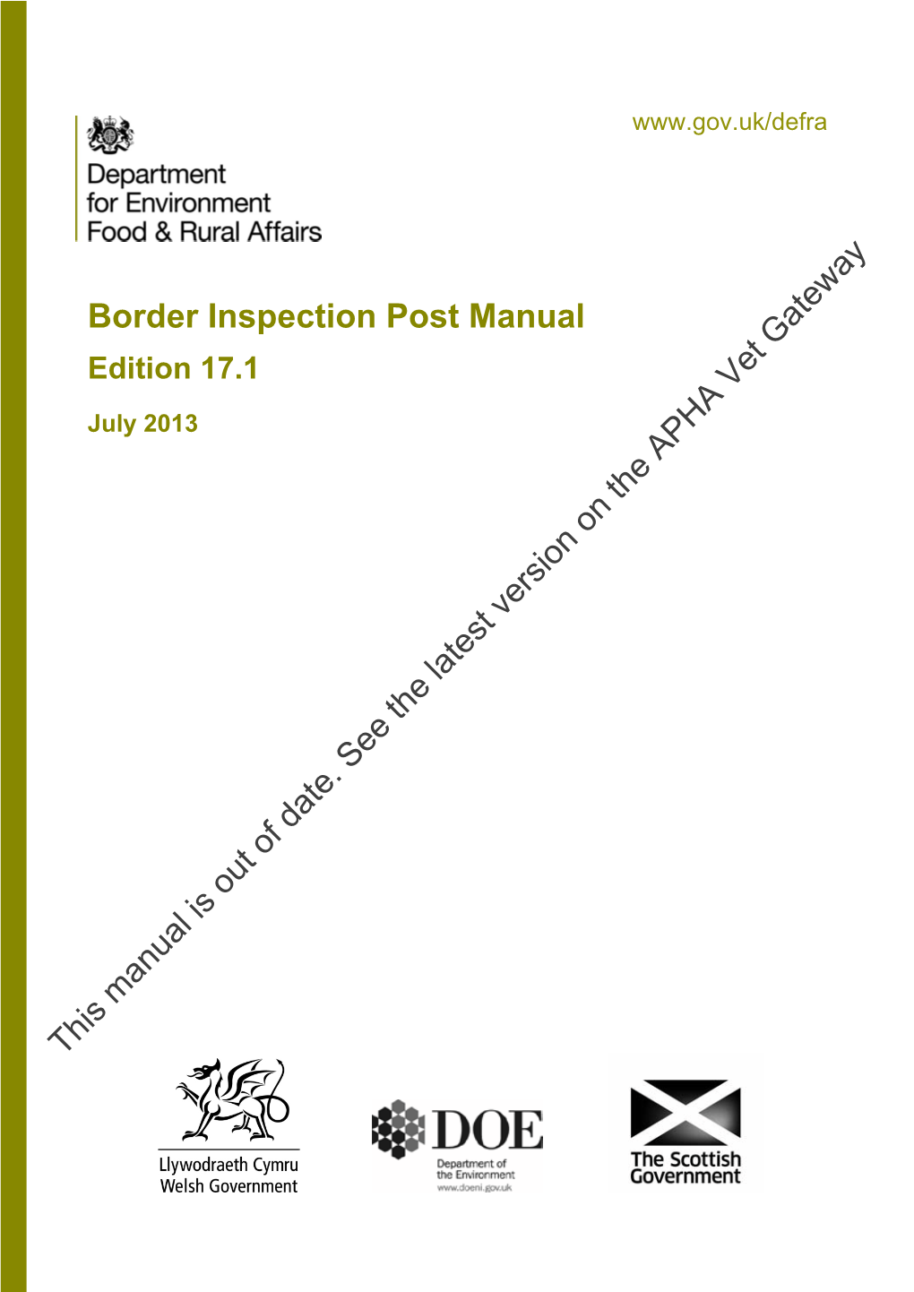Border Inspection Post Manual Gateway Edition 17.1 Vet July 2013 APHA
