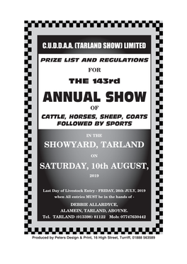 Annual Show of Cattle, Horses, Sheep, Goats Followed by Sports