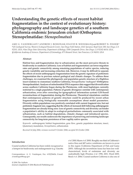 Understanding the Genetic Effects of Recent Habitat Fragmentation in The