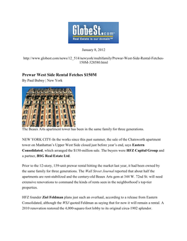 Prewar West Side Rental Fetches $150M by Paul Bubny | New York
