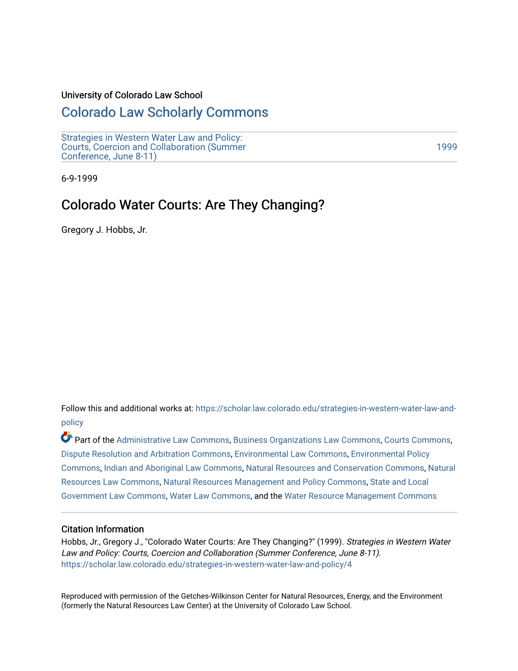 Colorado Water Courts: Are They Changing?