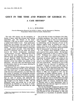 Gout in the Time and Person of George Iv: a Case History*