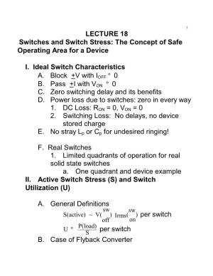 LECTURE 18 Switches and Switch Stress: the Concept of Safe Operating Area for a Device