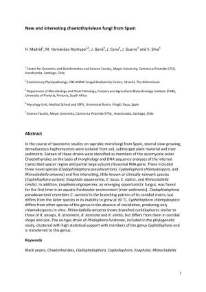 New and Interesting Chaetothyrialean Fungi from Spain Abstract
