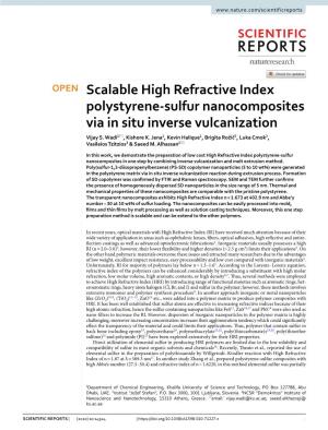 Scalable High Refractive Index Polystyrene-Sulfur Nanocomposites