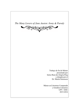 The Many Lovers of Jane Austen: Irony & Parody