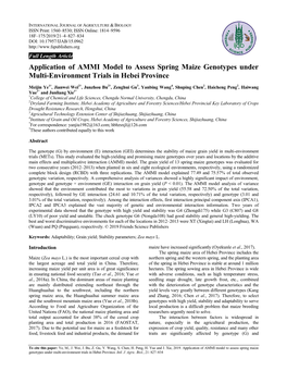 Application of AMMI Model to Assess Spring Maize Genotypes Under Multi-Environment Trials in Hebei Province