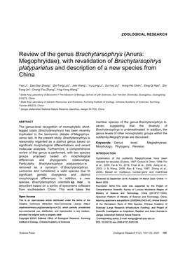 Review of the Genus Brachytarsophrys (Anura: Megophryidae), with Revalidation of Brachytarsophrys Platyparietus and Description of a New Species from China