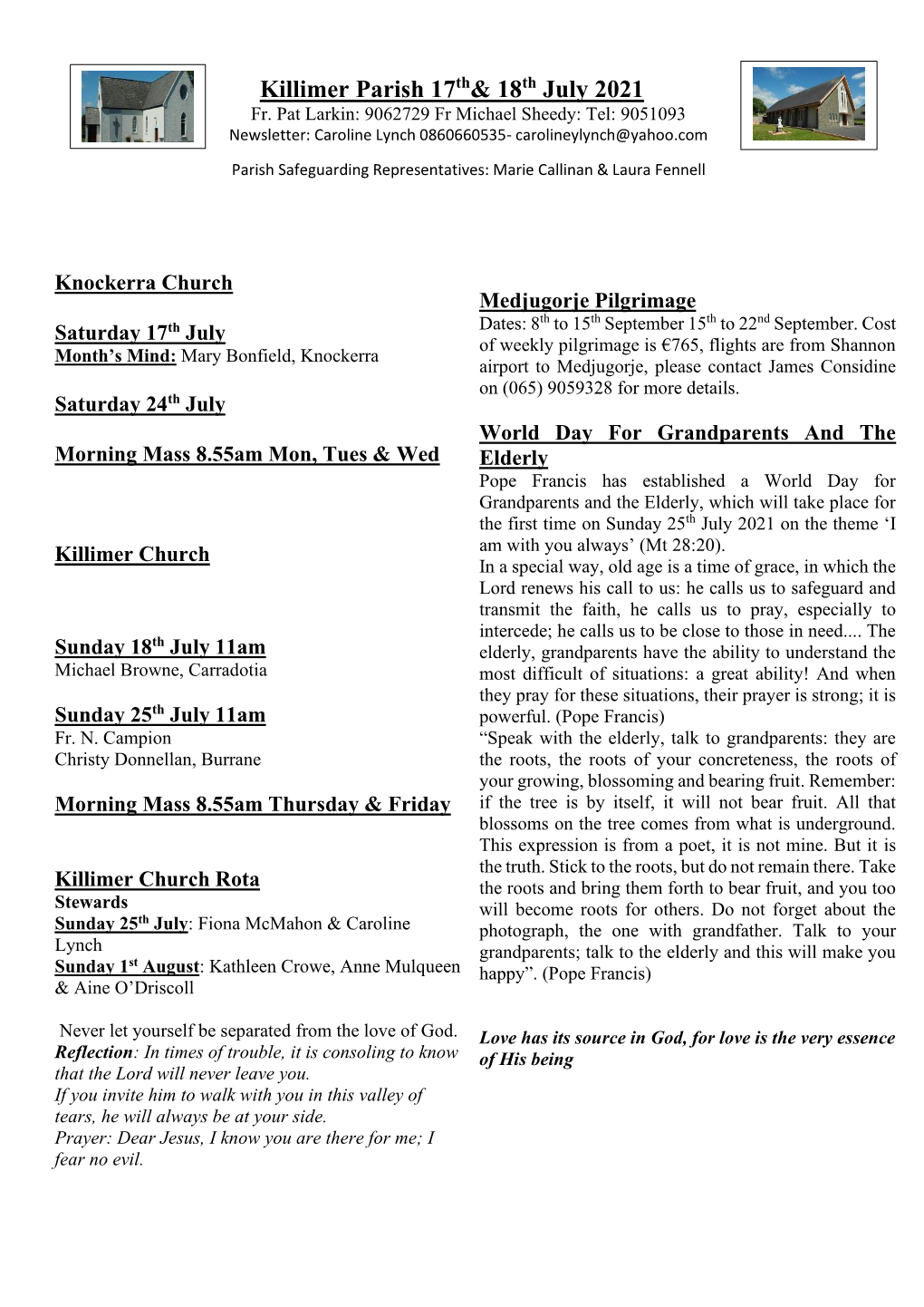 Killimer Parish 17Th& 18Th July 2021