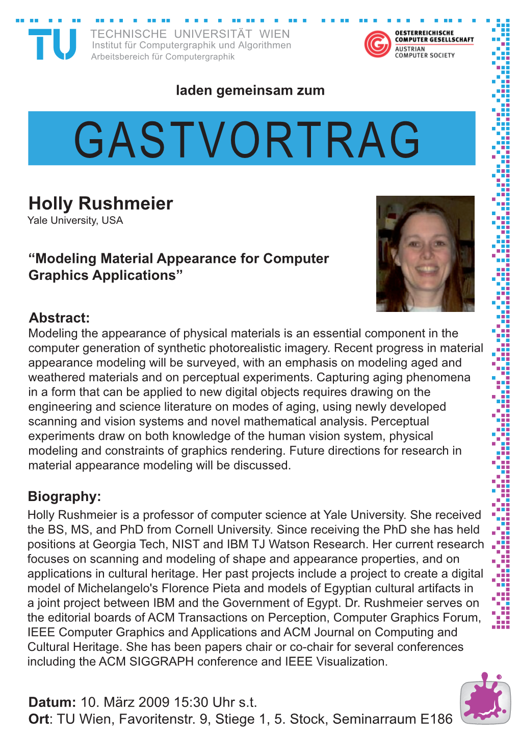 Holly Rushmeier Yale University, USA