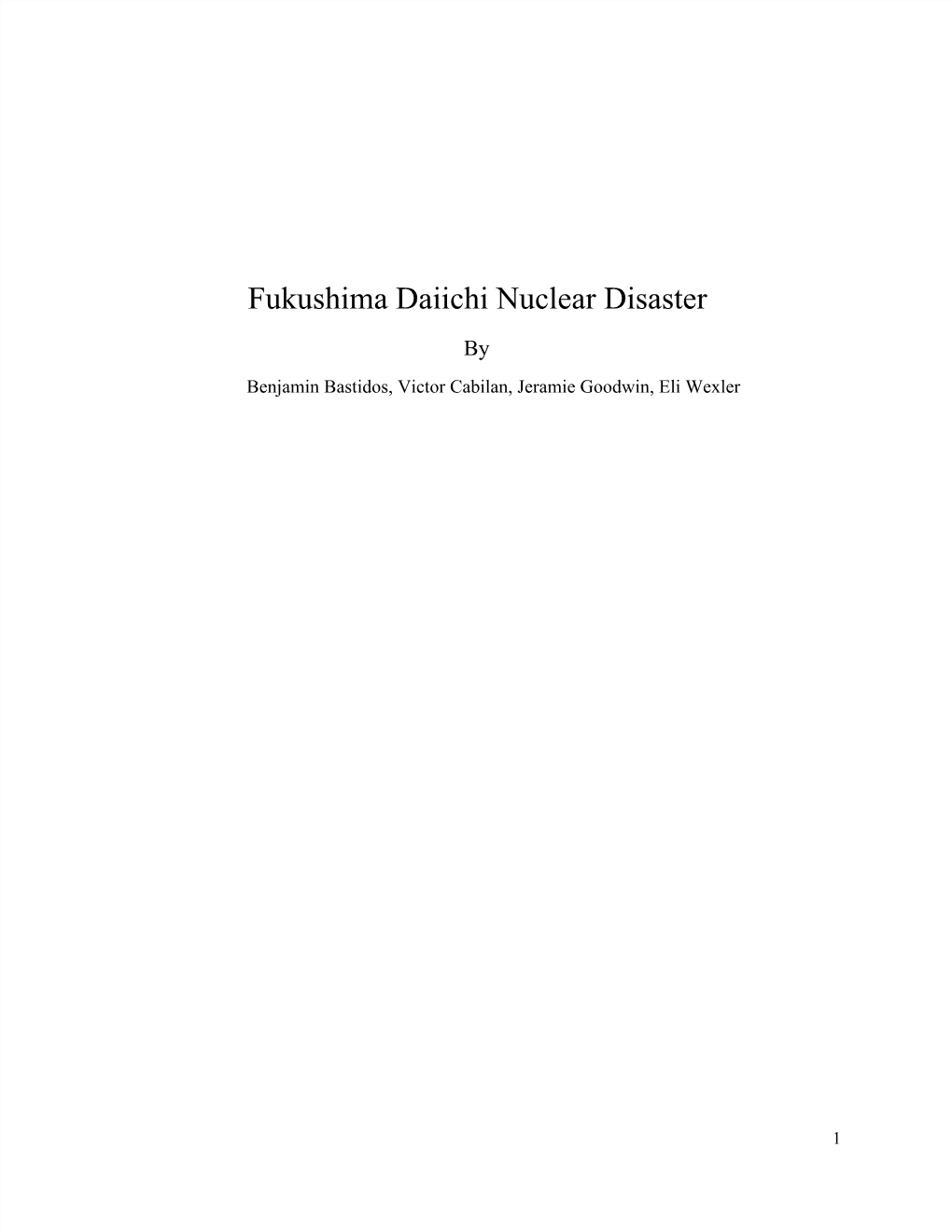 Fukushima Daiichi Nuclear Disaster